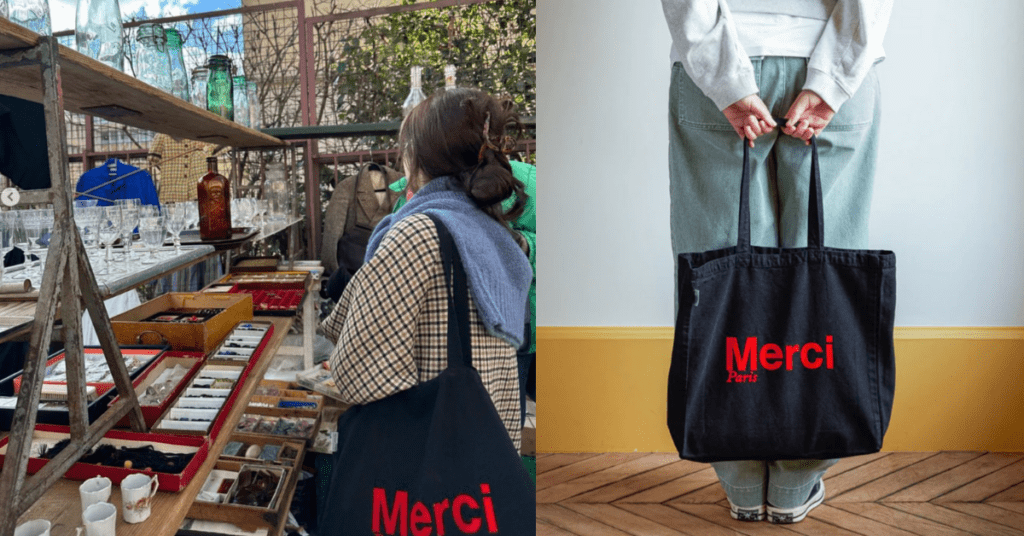 Singer Jung Chae Yeon's canvas tote bag from Merci Paris