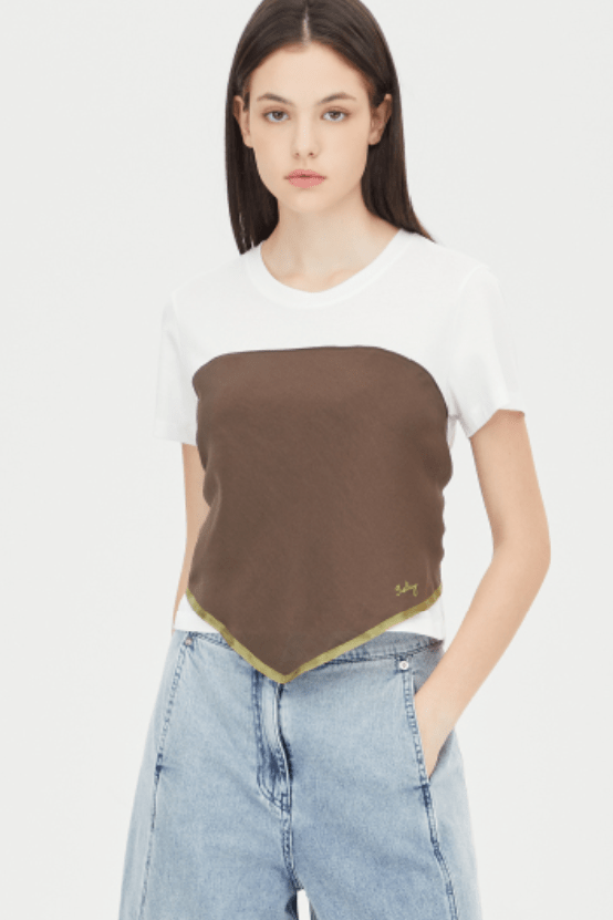 Kim Hye Yoon's SISLEY If Scarf T-shirts Brown Front