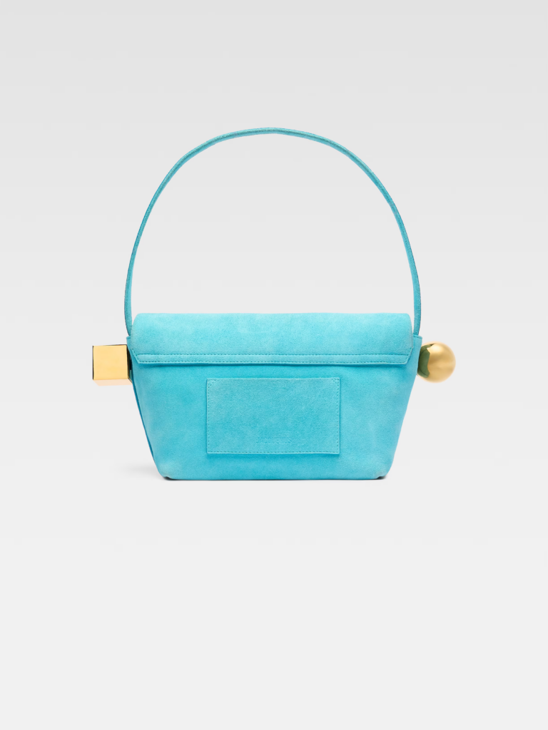back of Le Rond Carré jacquemus bac in light turquoise color