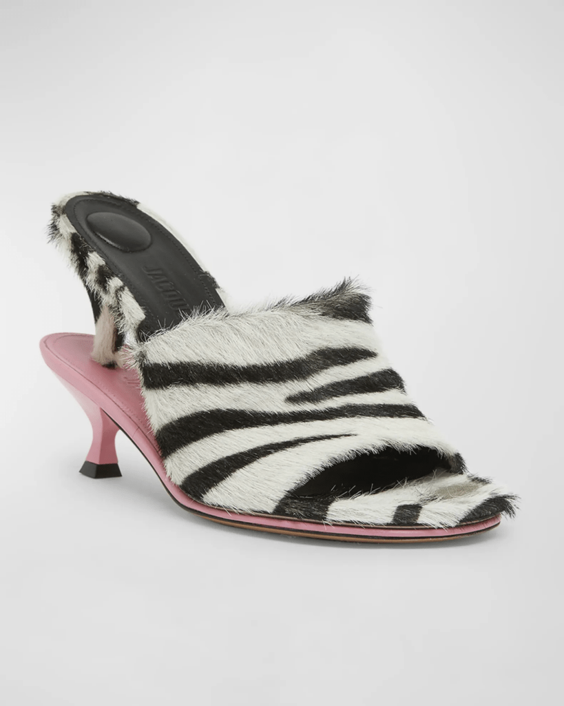 Jacquemus Les Doubles Mules in Zebra Print