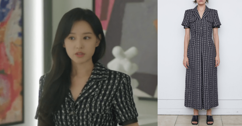 Kim Ji Won wearing SOONIL Playsuit in Navy Sequined Cotton Tweed in Queen of Tears