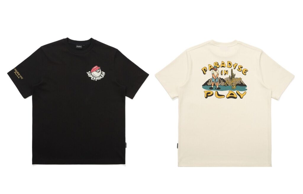 Malbon Golf x Superfiction Limited Edition Play in Paradise T-Shirts Black and Cream Colors