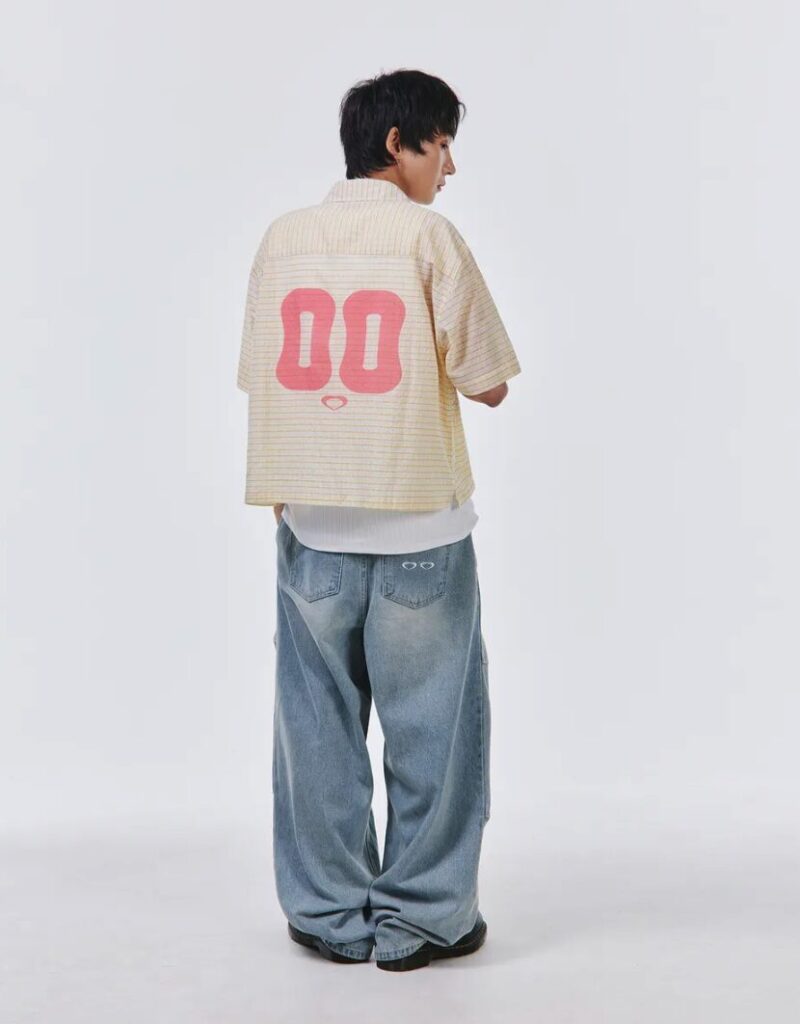 K-fashion streetwear Scallywag 00 Crop Half Check Shirt Yellow Check