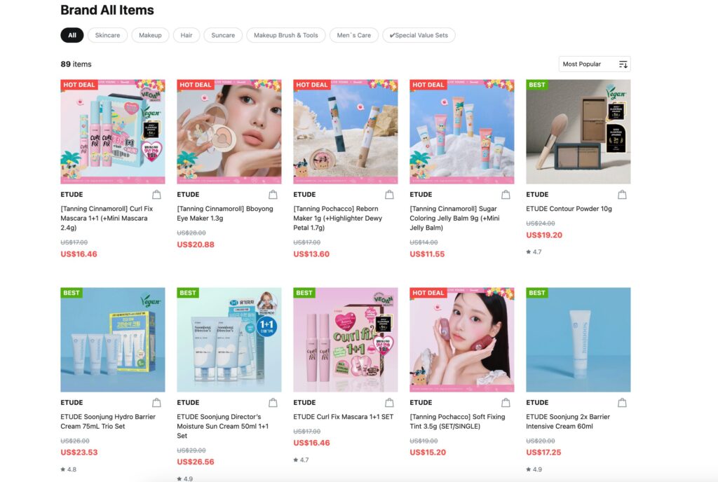 All Etude products on Olive Young Global