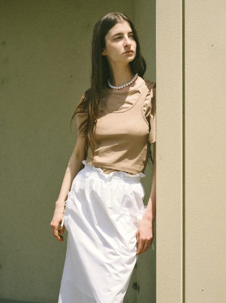 HUNCH Cotton Tencel Layered T-Shirt available on MUSINSA global